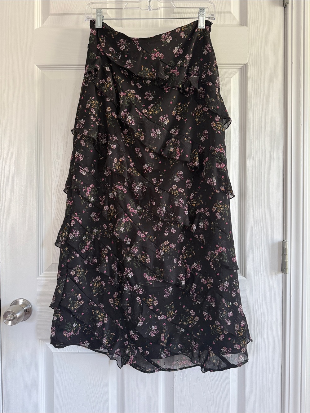 Black Floral Tiered Ruffle Maxi Skirt - Women's Alter’d State